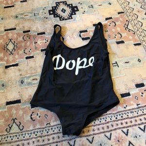 Dope Graphic Black One Piece Bathing Suit